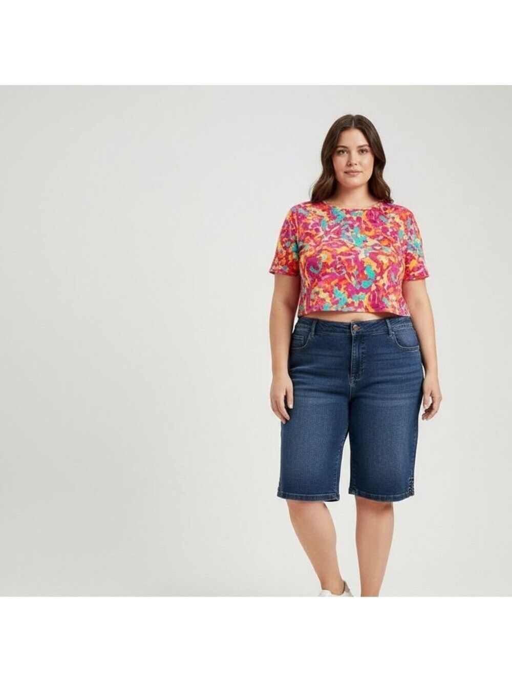 Vintage America Boho Bermuda Denim Shorts – Women’s Plus Size 26W – NWT
